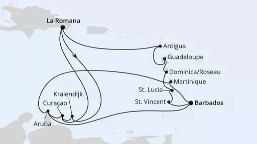 Route Karibische-Insel-Rundreise