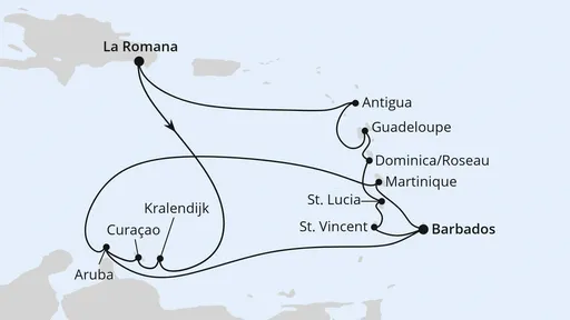 Route Karibische-Insel-Rundreise