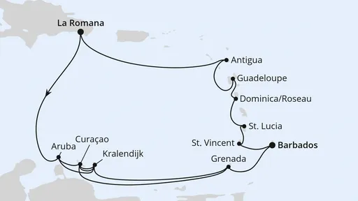 Route Karibische-Insel-Rundreise