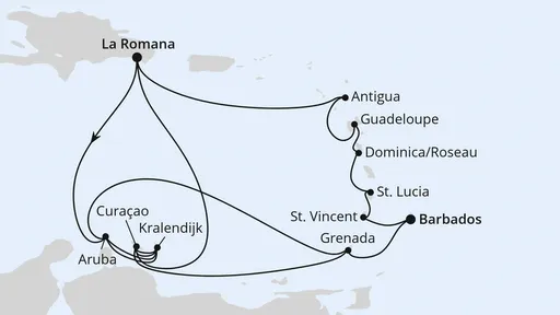 Route Karibische-Insel-Rundreise