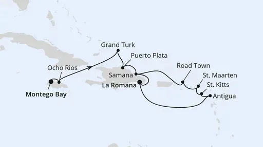 Route Kleine Antillen & Dom. Republik ab Jamaika