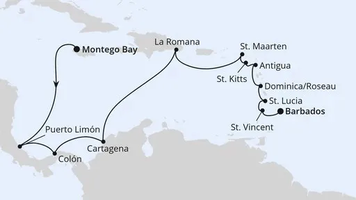 Route Karibische Inseln & Mittelamerika ab Jamaika