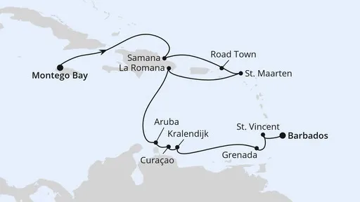 Route Karibische Inseln ab Jamaika