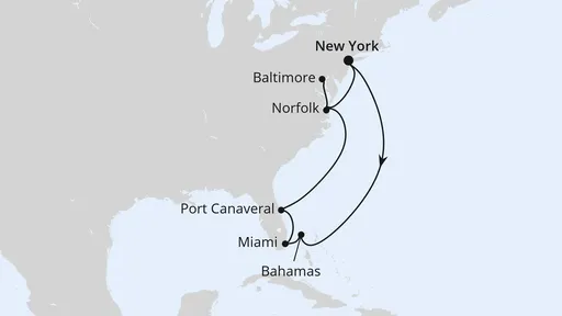 Route Florida, Maryland & Bahamas ab New York