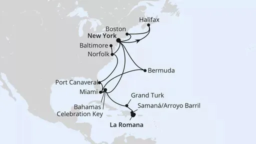 Route Kanada, Florida & Bahamas ab New York