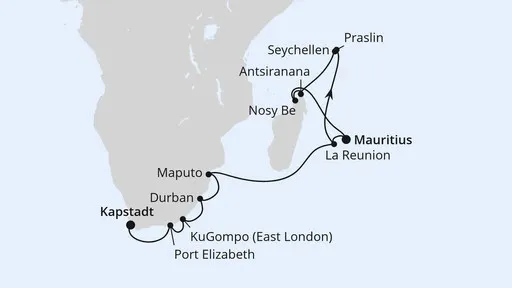 Route Mauritius, Seychellen, Madagaskar & Südafrika