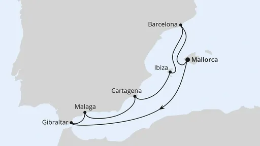Route Mediterrane Schätze mit Gibraltar ab Mallorca