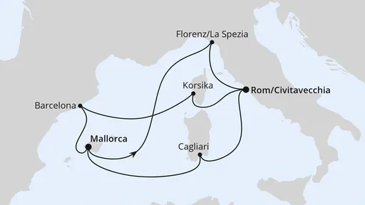 Route Spanien, Frankreich & Italien ab Mallorca 1