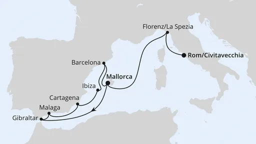 Route Spanien, Italien & Gibraltar ab Mallorca