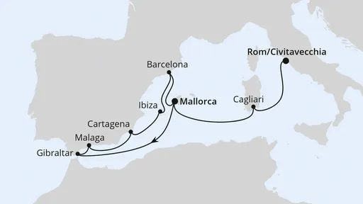 Route Spanien, Italien & Gibraltar ab Mallorca