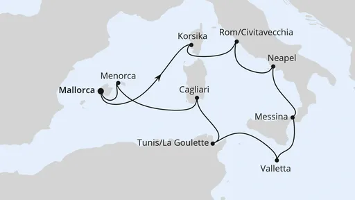 Route Italien & Mittelmeerinseln ab Mallorca