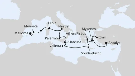 Route Griechenland & Mittelmeerinseln ab Mallorca