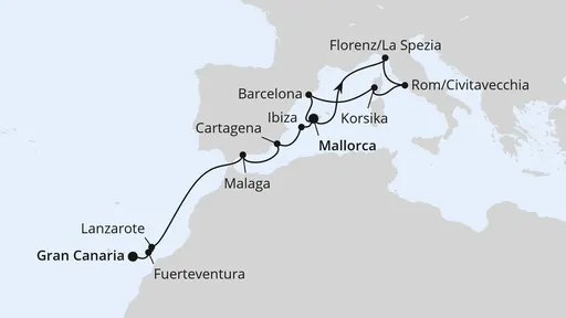 Route Korsika, Italien & Kanaren ab Mallorca
