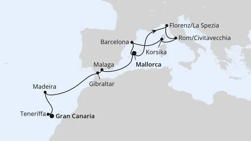 Route Korsika, Italien & Kanaren ab Mallorca