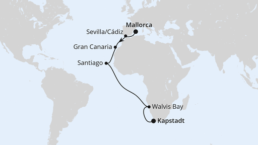 AIDAstella Kreuzfahrt - 19 Nächte - Von Mallorca über Namibia nach Kapstadt ab 01.11.26
