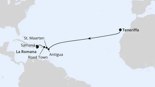 Route Von Teneriffa über Antigua in die Dom. Republik