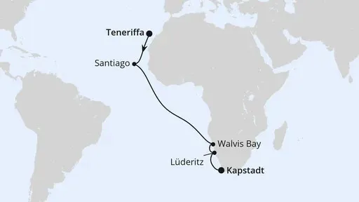 Route Von Teneriffa über Namibia nach Kapstadt