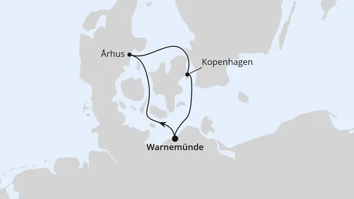 Route Minikreuzfahrt nach Dänemark ab Warnemünde