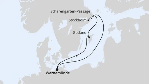 Route Kurzreise zu Ostern ab Warnemünde