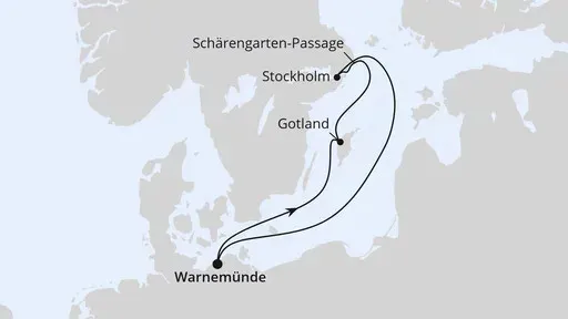 Route Kurzreise zu Ostern ab Warnemünde
