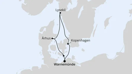 Route Kurzreise nach Dänemark & Schweden ab Warnemünde