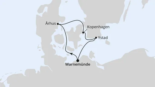 Route Kurzreise nach Dänemark & Schweden ab Warnemünde