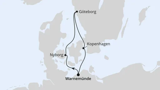 Route Kurzreise nach Dänemark & Schweden ab Warnemünde
