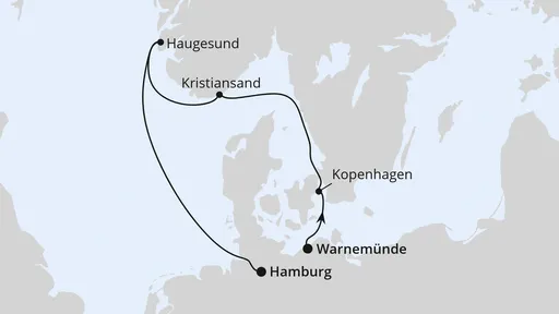 Route Kurzreise nach Norwegen & Dänemark ab Warnemünde
