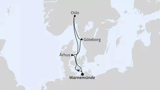 Route Kurzreise nach Skandinavien ab Warnemünde