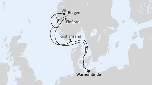Route Norwegens Fjorde ab Warnemünde 1