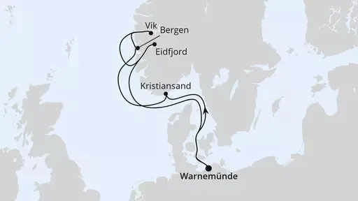 Route Norwegens Fjorde ab Warnemünde 1
