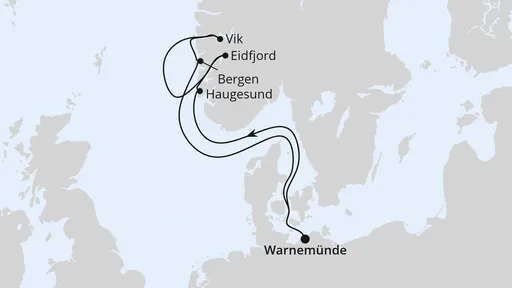 Route Norwegens Fjorde ab Warnemünde 1