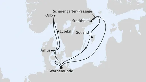 Route Skandinavien ab Warnemünde