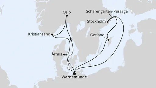 Route Skandinavien ab Warnemünde