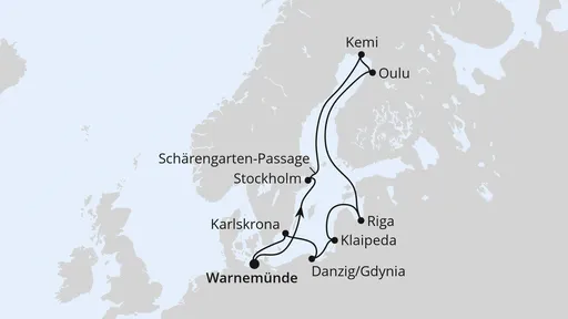 Route Schärengärten der Ostsee ab Warnemünde