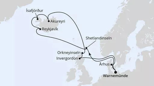 Route Island-Rundreise ab Warnemünde