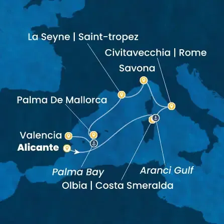 Route 7 Nächte - Spanien,  Italien,  Frankreich,  Balearen (Spanien)