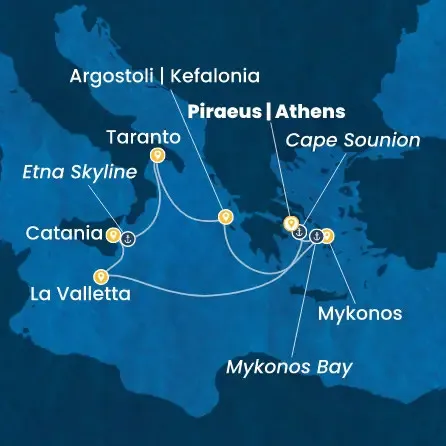 Route 7 Nächte - Griechenland,  Malta,  Italien