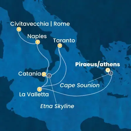 Route 9 Nächte - Griechenland,  Malta,  Italien