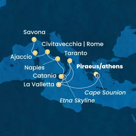 Route 11 Nächte - Griechenland,  Malta,  Italien,  Korsika (Frankreich)