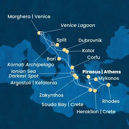 Route 13 Nächte Griechenland, Montenegro, Kroatien, Italien