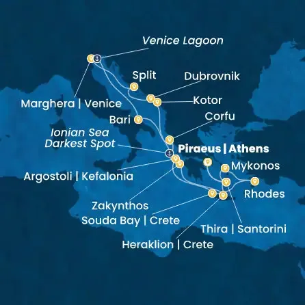 Route 15 Nächte Griechenland, Montenegro, Kroatien, Italien