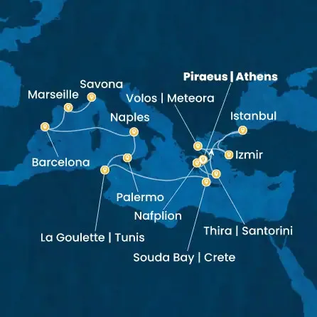 Route 16 Nächte Griechenland, Türkei, Tunesien, Italien, Spanien, Frankreich