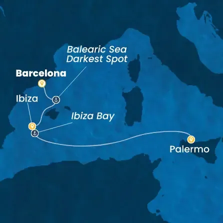 Route 3 Nächte - Spanien,  Balearen (Spanien),  Italien
