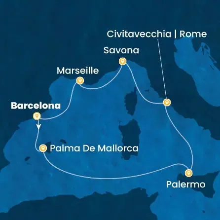 Route 7 Nächte - Spanien,  Balearen (Spanien),  Italien,  Frankreich