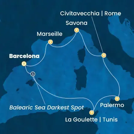 Route 7 Nächte - Spanien,  Tunesien,  Italien,  Frankreich