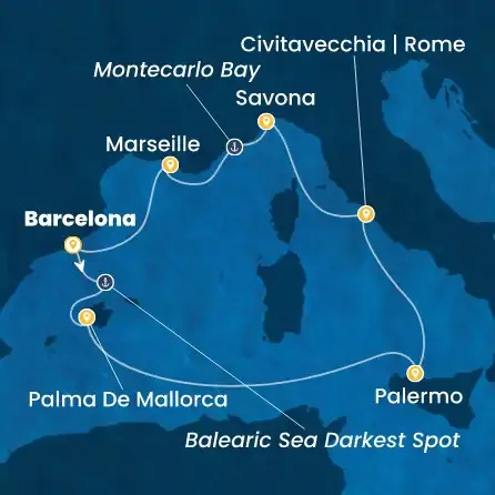 Route 7 Nächte - Spanien,  Balearen (Spanien),  Italien,  Frankreich
