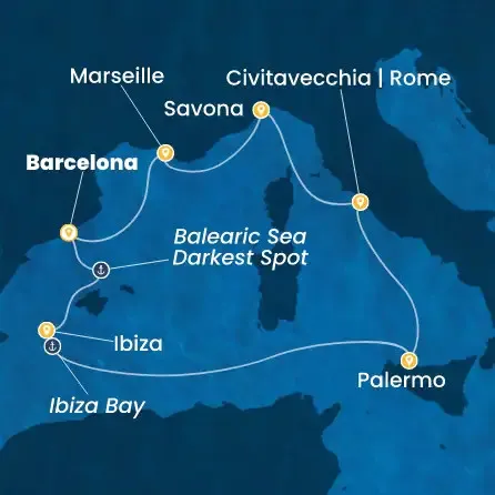 Route 7 Nächte - Spanien,  Balearen (Spanien),  Italien,  Frankreich