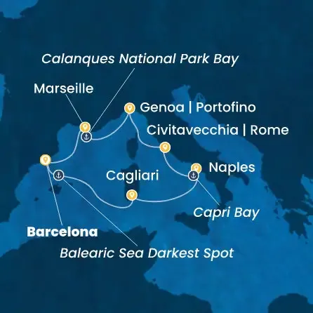 Route 7 Nächte - Spanien,  Italien,  Frankreich