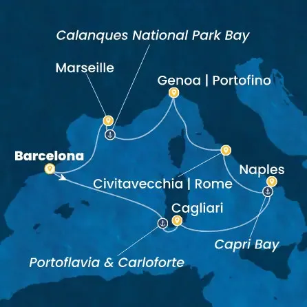 Route 7 Nächte - Spanien,  Italien,  Frankreich